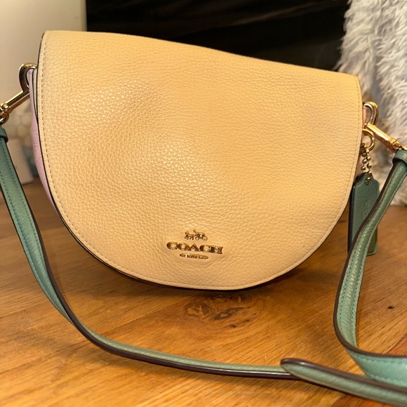 Coach Ellen Crossbody Purse In Colorblock, Yellow Pink and Green Bag - Picture 3 of 6